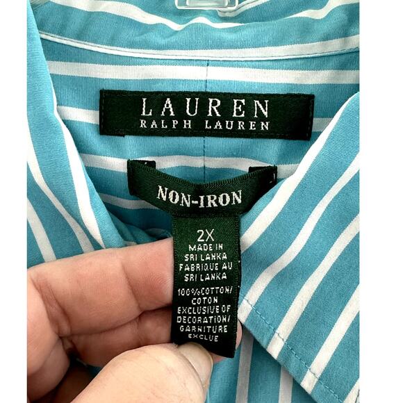 Lauren Ralph Lauren Size 2X Button Up Shirt Stripe Long Sleeve Preppy Classic - Picture 3 of 7